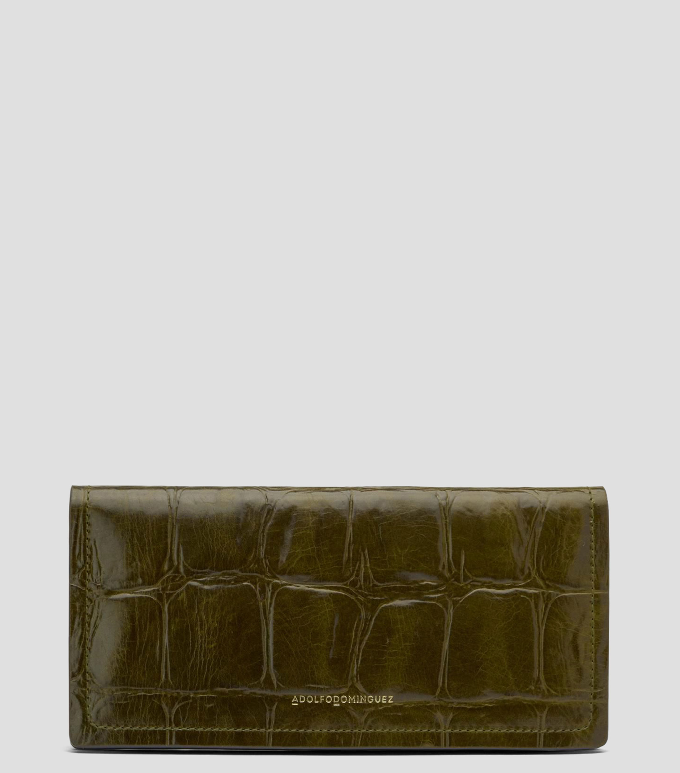 Cartera grande en piel con grabado efecto coco Mujer
